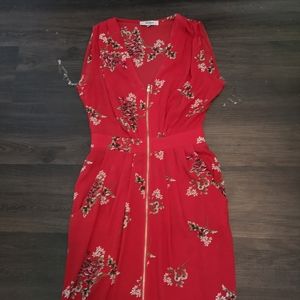 Red floral print Maxi dress with front slit